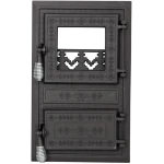 Usa soba monobloc cu geam motive romanesti 295 x 475 mm