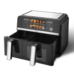 Friteuza dubla cu aer cald Samus AF9DUO-S2600DW, 9 l, 2600 W, Timer 0-60 minute, Fereastra, 10 programe, Temperatura ajutabila 50-200 C (Negru)