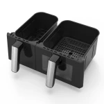 Friteuza dubla cu aer cald Samus AF9DUO-S2600DW, 9 l, 2600 W, Timer 0-60 minute, Fereastra, 10 programe, Temperatura ajutabila 50-200 C (Negru)