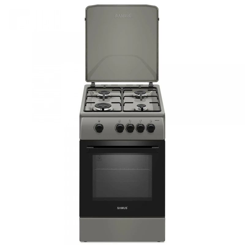 Aragaz Samus SM561BSS, 4 arzatoare, Montat pentru GPL, 50x60 cm (Gri)