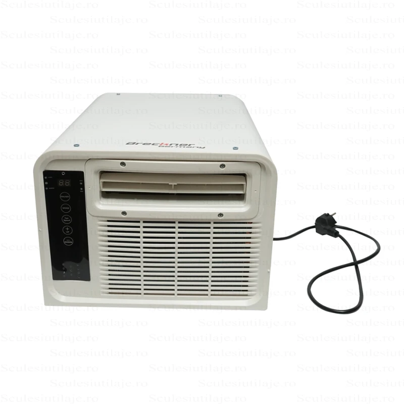 Aparat de aer conditionat portabil 2224 BTU, 280W, 220V cu functie incalzire, dezumidificare, ventilatie, telecomanda, comenzi vocale, kit instalare inclus Breckner Germany