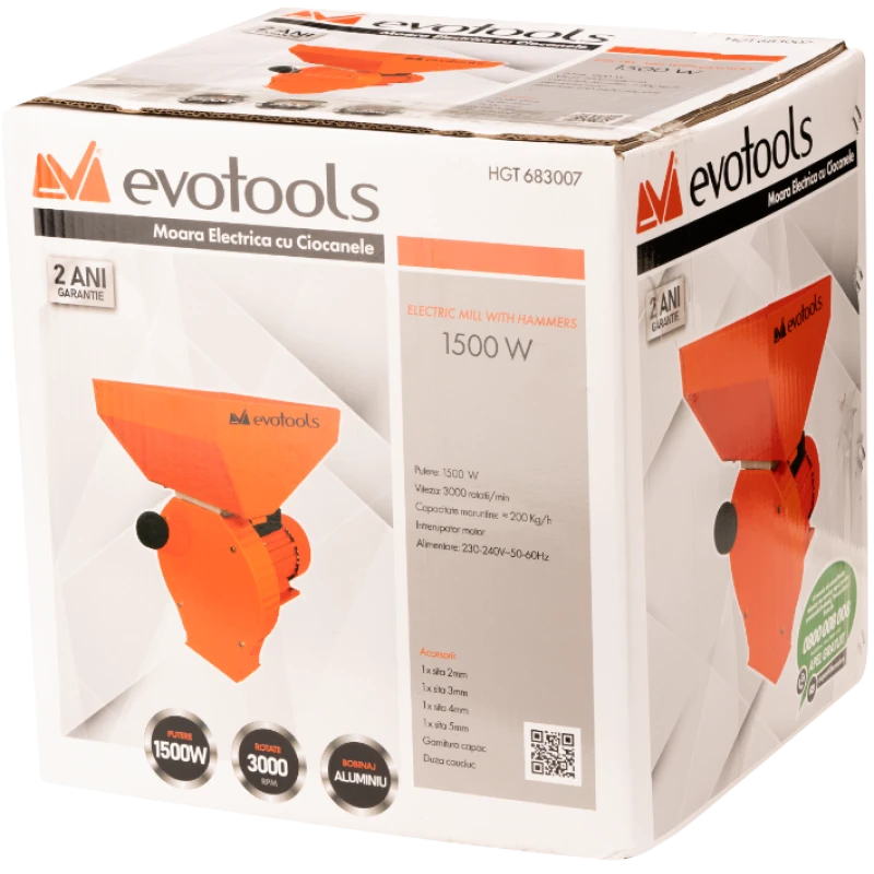Moara electrica cu ciocanele Evotools 1500 W