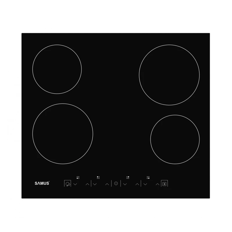 Plita incorporabila Samus PSVE-64BG3, Vitroceramica, 4 arzatoare, 60 cm, Touch Control, Timer, Negru
