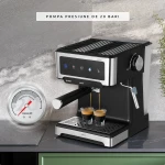 Espressor manual Samus Espressia 20, 1150 W, Ecran IMD integrat, 20 bari, 3 optiuni, Rezervor apa 1.8 l, Spumare cu abur (Negru/Inox)