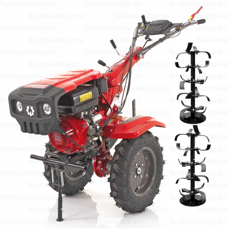 Motocultor Rotakt Goliath RO17RE-2P pornire electrica motor 17CP, 2 prize putere, o priza PTO sincronizată pentru 4×4, latime lucru 135 cm freze roti cauciuc 5.00-12