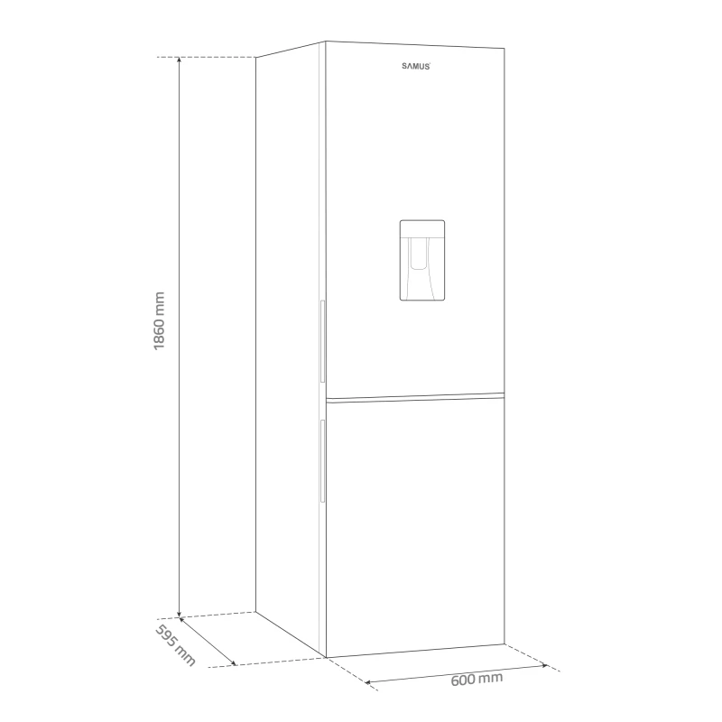 Combina Frigorifica Samus SCX396ED, 313 L, Dozator apa, Clasa E, H 186 cm (Argintiu)