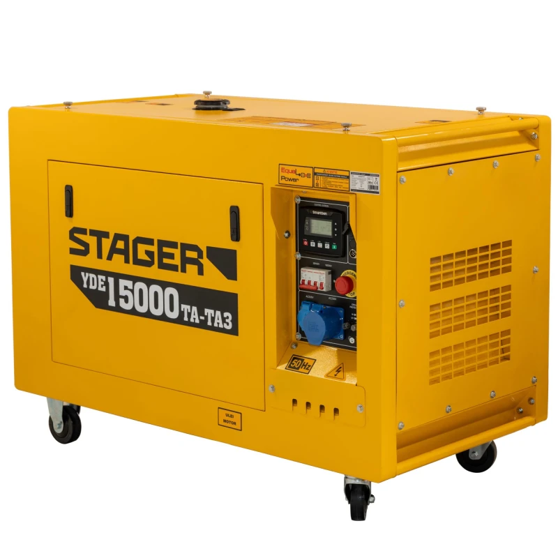 Generator diesel profesional Stager YDE15000TA-TA3, 11.5 kW, 230V/400V, insonorizat, pornire electrica, panou digital SmartGen, conexiune ATS
