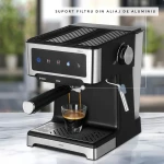 Espressor manual Samus Espressia 20, 1150 W, Ecran IMD integrat, 20 bari, 3 optiuni, Rezervor apa 1.8 l, Spumare cu abur (Negru/Inox)