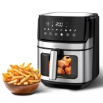 Friteuza cu aer cald Samus AF6.5B-S1700DW, 6.5 l, 1700 W, Timer 0-60 minute, Afisaj electronic, 8 programe, Temperatura ajustabila 80-200 C (Negru/Inox)