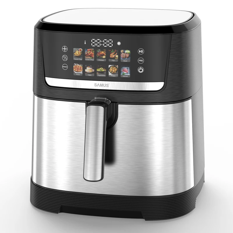 Friteuza cu aer cald Samus AF8.5-S2000DW, 2000 W, capacitate 8.5 litri, control digital tactil, 10 programe presetate, Tehnologia Fry-Force 360 grade