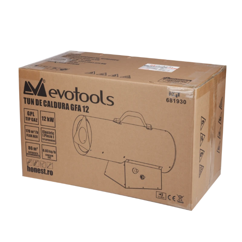 Tun de Caldura pe Gaz GFA EvoTools 12 kW, GPL, 170 mc pe ora, consum 0.83 kg pe ora