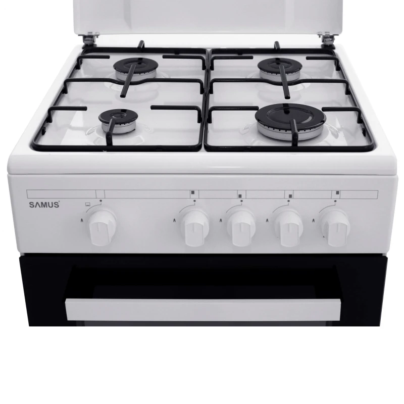 Samus Aragaz SM 450 ABS, 4 arzatoare, cuptor pe gaz, siguranta plita + cuptor, alb