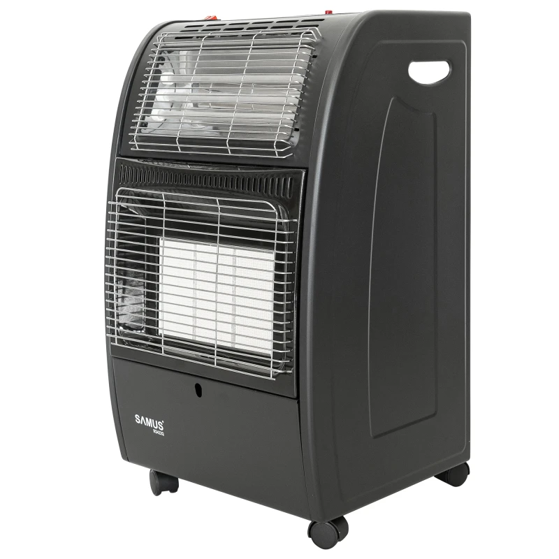Soba pe gaz Samus RS422Q, alimentare la butelie, aprindere piezoelectrica, 3 trepte de putere, senzor lipsa oxigen, senzor prezenta flacara, culoare negru