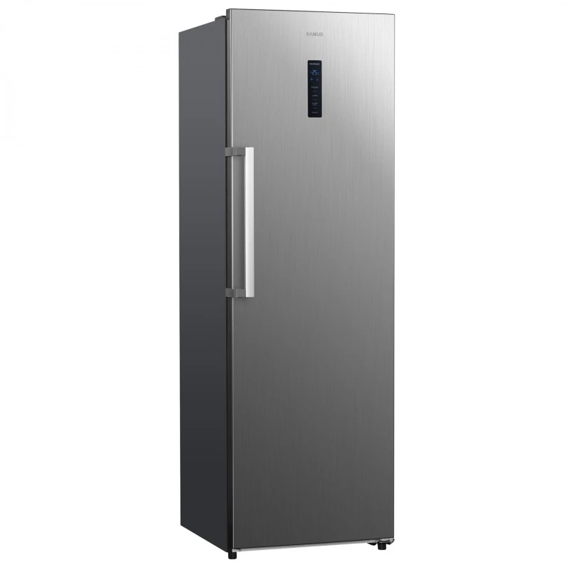 Congelator Samus SCXE346NFE, 274 L, Full No Frost, Multi Air Flow System, Afisaj Led, 3 rafturi din sticla, 3 sertare + 1 sertar Jumbo Box, Clasa energetica E, H 185 cm, Inox/ Argintiu