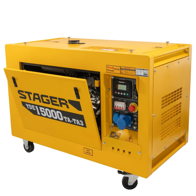 Generator diesel profesional Stager YDE15000TA-TA3, 11.5 kW, 230V/400V, insonorizat, pornire electrica, panou digital SmartGen, conexiune ATS