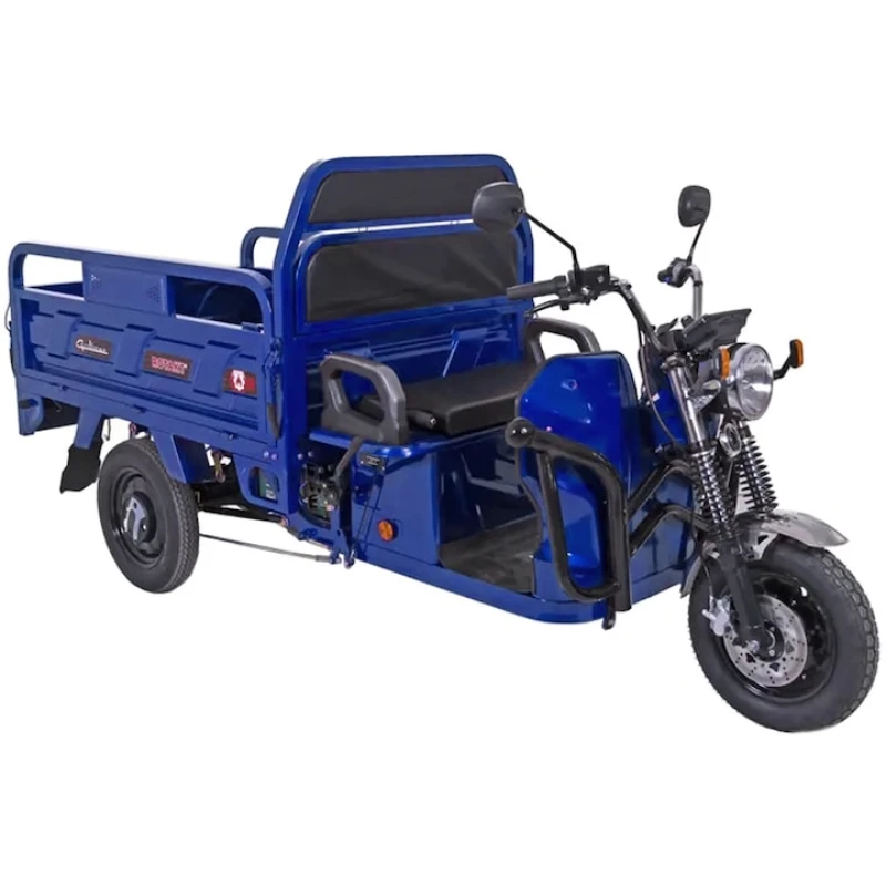 Tricicleta electrica Rotakt Guliver, fara permis, COC inclus, viteza 25 km/h, autonomie 68 km, 2000W, acumulatori 72V/58Ah, greutate admisa 617 kg, culoare albastru