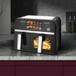 Friteuza dubla cu aer cald Samus AF9DUO-S2600DW, 9 l, 2600 W, Timer 0-60 minute, Fereastra, 10 programe, Temperatura ajutabila 50-200 C (Negru)