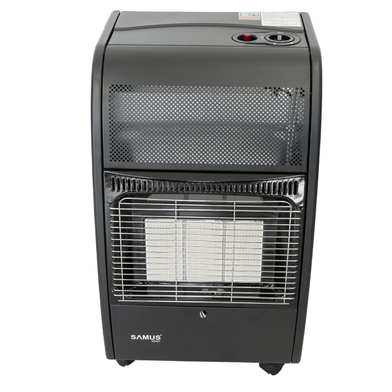 Soba pe gaz Samus RS421, GPL, 3 trepte de putere 1.55/2.9/4.2 kW, Senzor de prezenta a flacarii, Tip aprindere: piezo-electrica, Negru
