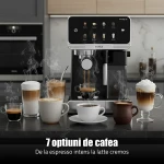 Espressor Automat Samus INFINITY 20, 1350 W, 20 Bari, Rezervor apa 1800 ml, Rezervor lapte 500 ml, 7 Optiuni de cafea, Duza spumare lapte si tavita de colectare detasabile, Negru/Inox