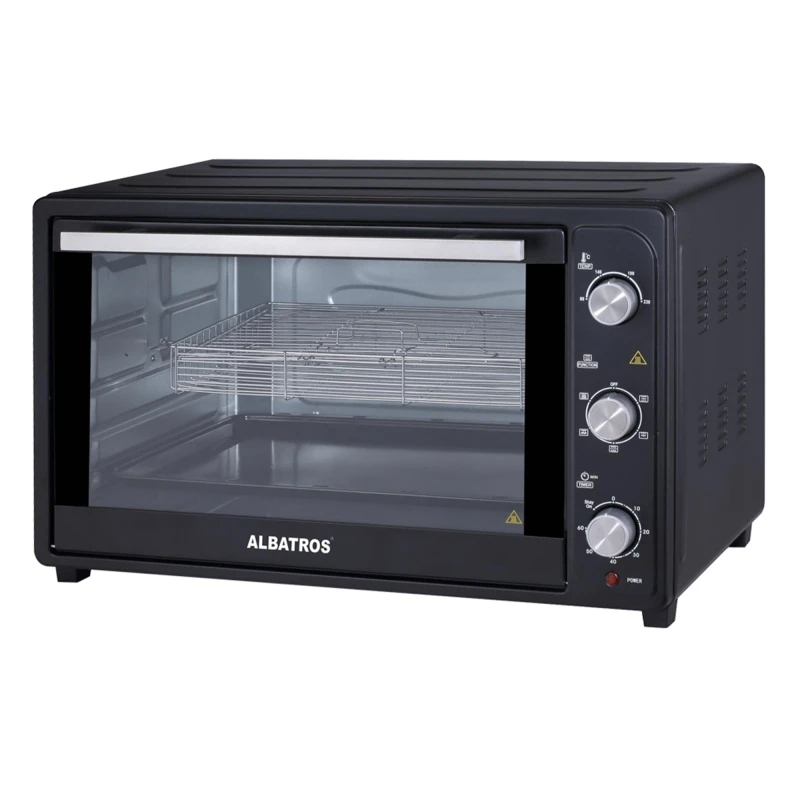 Cuptor electric Albatros A72BRCL2, 2200 W, 72 L, Rotisor, Convectie, Functie Stay-on, Semnal sonor, 4 programe, Lumina interioara, Negru