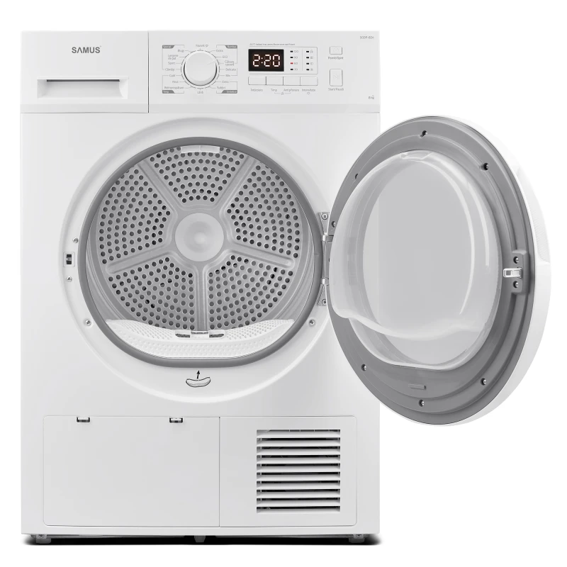 Uscator de rufe Samus SGDP-824, Pompa de caldura, 8 kg, 16 programe, Clasa E, Afisaj Electronic
