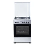 Aragaz SAMUS SM662AENS1, Gaz+Electric, 4 arzatoare, Wok, Cuptor electric 56 l, 7 functii, Clasa A (Inox)