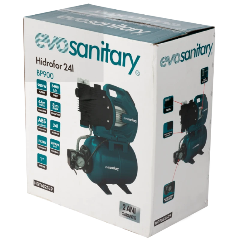 Hidrofor 24L BP Evosanitary, 900W, 230V, 100 l/min, 5.3 bar, inaltime pompare 53 m, IPX4