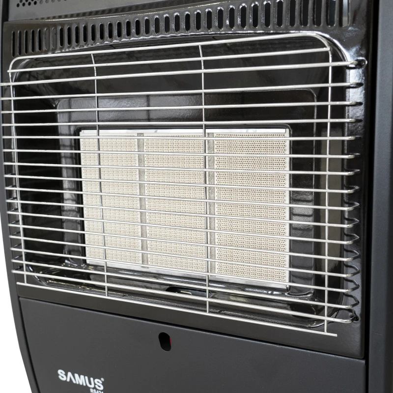Soba pe gaz Samus RS421, GPL, 3 trepte de putere 1.55/2.9/4.2 kW, Senzor de prezenta a flacarii, Tip aprindere: piezo-electrica, Negru