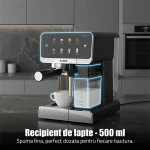 Espressor Automat Samus INFINITY 20, 1350 W, 20 Bari, Rezervor apa 1800 ml, Rezervor lapte 500 ml, 7 Optiuni de cafea, Duza spumare lapte si tavita de colectare detasabile, Negru/Inox