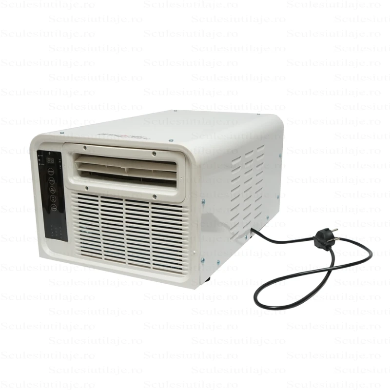 Aparat de aer conditionat portabil 2224 BTU, 280W, 220V cu functie incalzire, dezumidificare, ventilatie, telecomanda, comenzi vocale, kit instalare inclus Breckner Germany