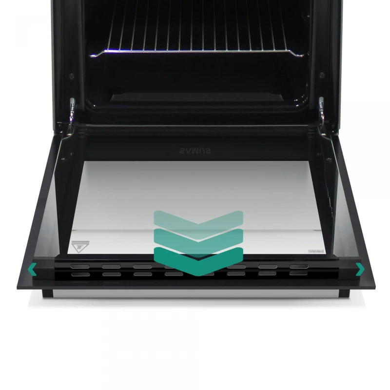 Aragaz Samus SM561ANS, 4 Arzatoare gaz, Cuptor pe gaz, Siguranta plita si cuptor, Geam dublu la cuptor, Alb