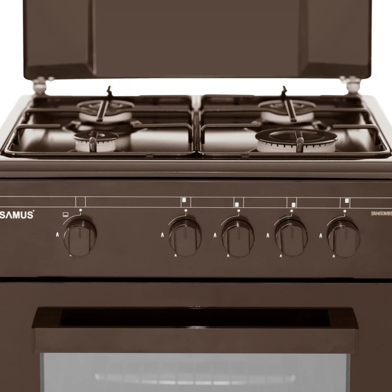 Samus Aragaz SM 450 MBS, 4 arzatoare + cuptor pe gaz, siguranta plita + cuptor, maro