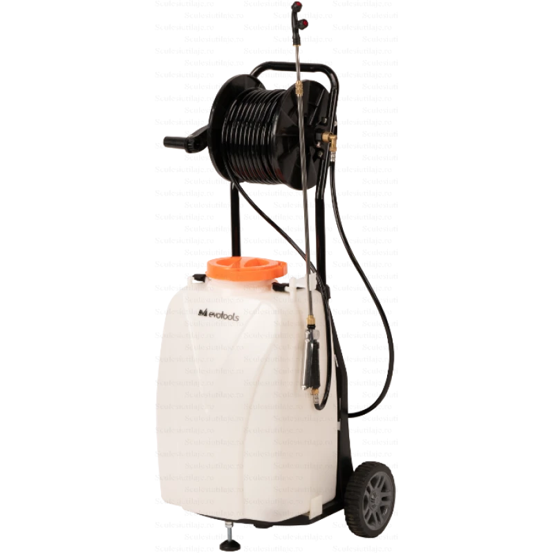 Pompa de stropit Evotools, cu acumulator si roti de transport – 40L, 6 Bar, 12V
