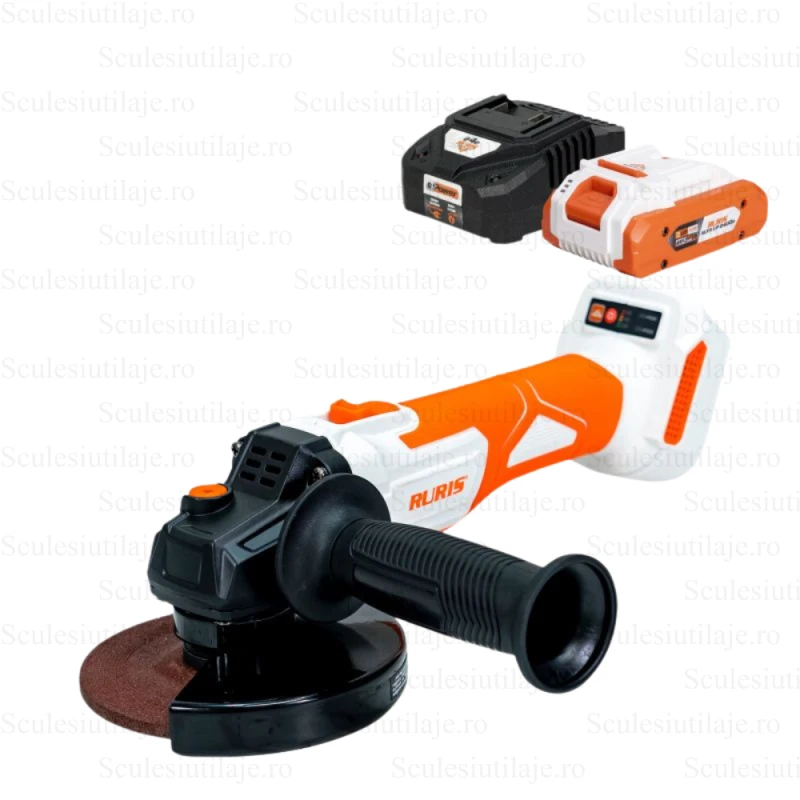 Polizor unghiular pe acumulator RURIS RMX 4125, 20V 4Ah, motor fara perii, 8500 rpm, disc 125mm, 2 viteze, accesorii incluse