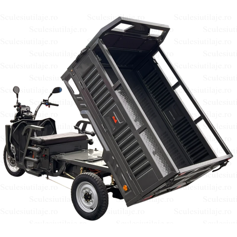 Triciclu electric cargo TRCC1500 EvoTools cu cabina, 1500 W, viteza maxima de 25km/h, autonomie de aproximativ 50-60 km, fara permis