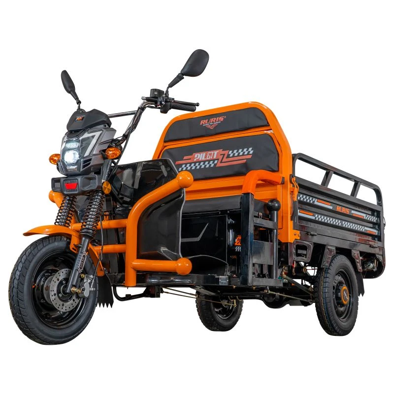 Triciclu Electric Cargo RURIS Pilot 3120N, 2000W, 72V 45Ah, Autonomie 70 km, Gri – Utilitar, Sarcina 542 kg, viteza maxima de 25 km/h, conform reglementarilor UE, fara permis, negru