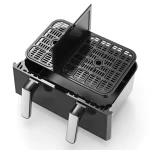 Friteuza cu aer cald Samus AF9BIG-S2500DW, 2500 W, 9 L, Separator compartiment detasabil, 10 programe presetate, Negru