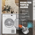 Uscator de rufe Samus SGDP-824, Pompa de caldura, 8 kg, 16 programe, Clasa E, Afisaj Electronic
