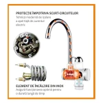 Robinet instant apa calda Albatros Premium, Element de incalzire al apei din inox, Afisaj LCD, 3000 W, Alb