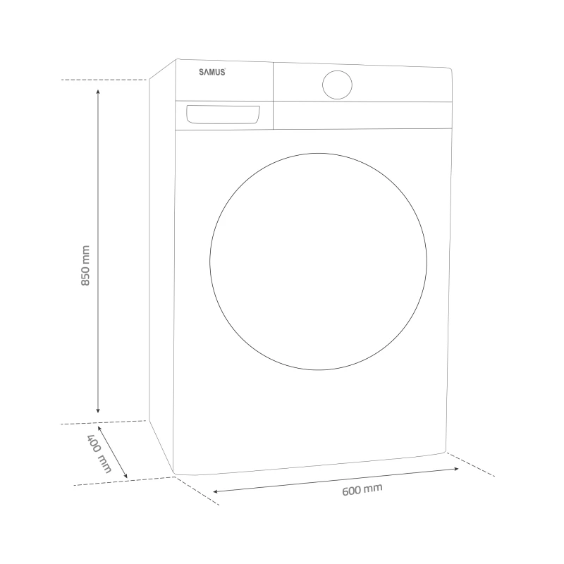 Masina de spalat rufe Samus WSADI-7123, 7 kg, 1200 rpm, Clasa A, 15 programe, Motor inverter, Functie eliminare par de animale, Termostat reglabil (Alb)