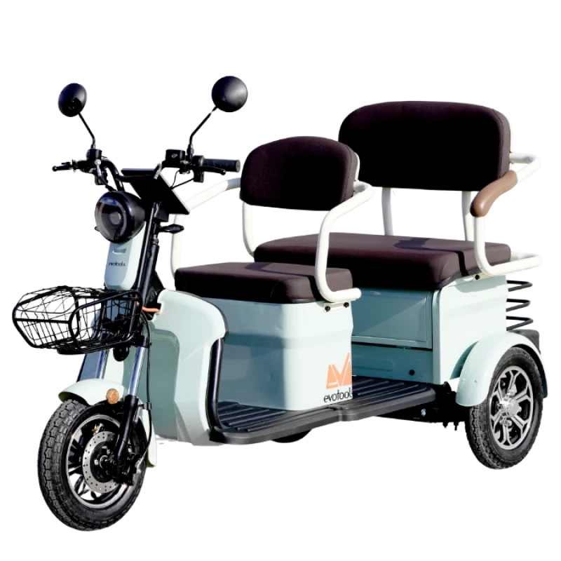 Triciclu Electric Persoane Scorilo TRP1200 Verde cu Bancheta Dubla 1200 W Autonomie 28 km, viteza maxima de 25 km/h, conform reglementarilor UE, fara permis