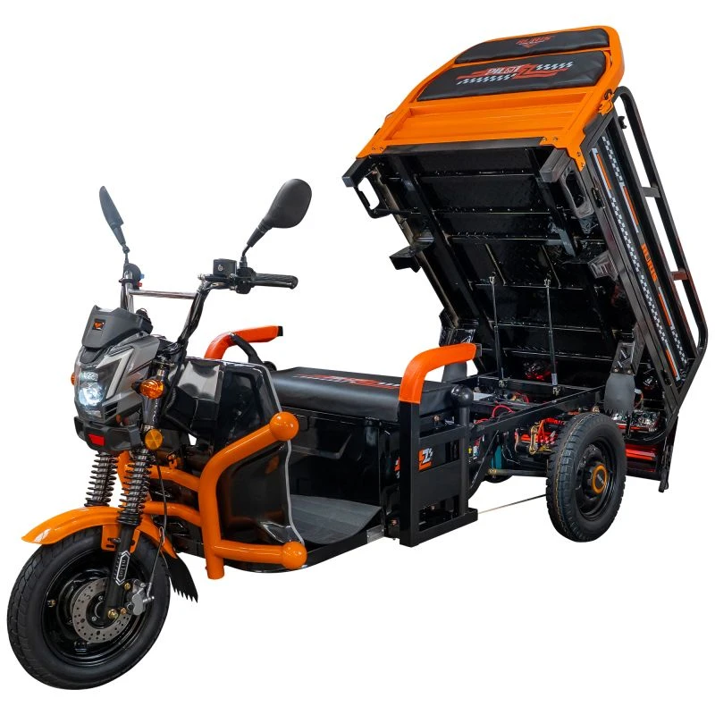 Triciclu Electric Cargo RURIS Pilot 3120N, 2000W, 72V 45Ah, Autonomie 70 km, Gri – Utilitar, Sarcina 542 kg, viteza maxima de 25 km/h, conform reglementarilor UE, fara permis, negru