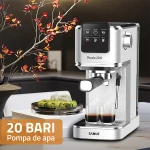 Espressor manual Samus PICCOLO 20 K, 1350 W, 20 bari, Rezervor 1.2 l, 5 bauturi, Utilizare cafea macinata sau capsule (Inox)
