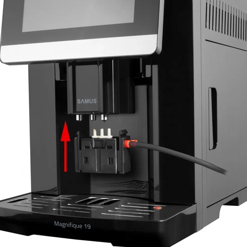 Espressor automat Samus Magnifique 19, Putere 1200-1450 W, 19 bari, Rezervor apa 1.7 L, Recipient cafea boabe 250 g, 20 tipuri bauturi, Sistem extractie lapte cu furtun 25 cm, Inaltime reglabila duze cafea