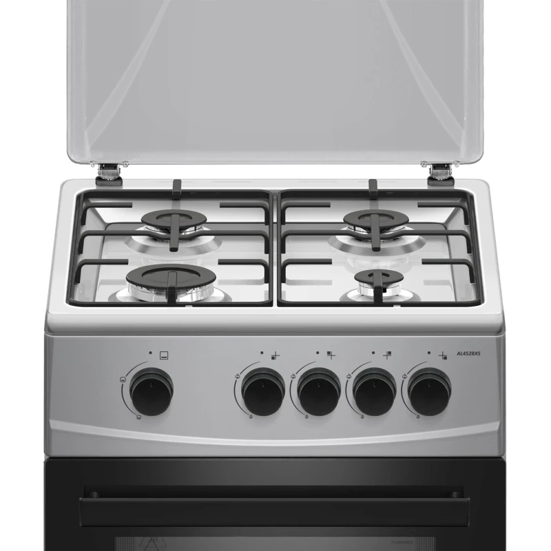 Aragaz Albatros AL452BXS, 4 Arzatoare gaz, Cuptor gaz, Siguranta plita si cuptor, Geam dublu la cuptor, Inox/ Argintiu