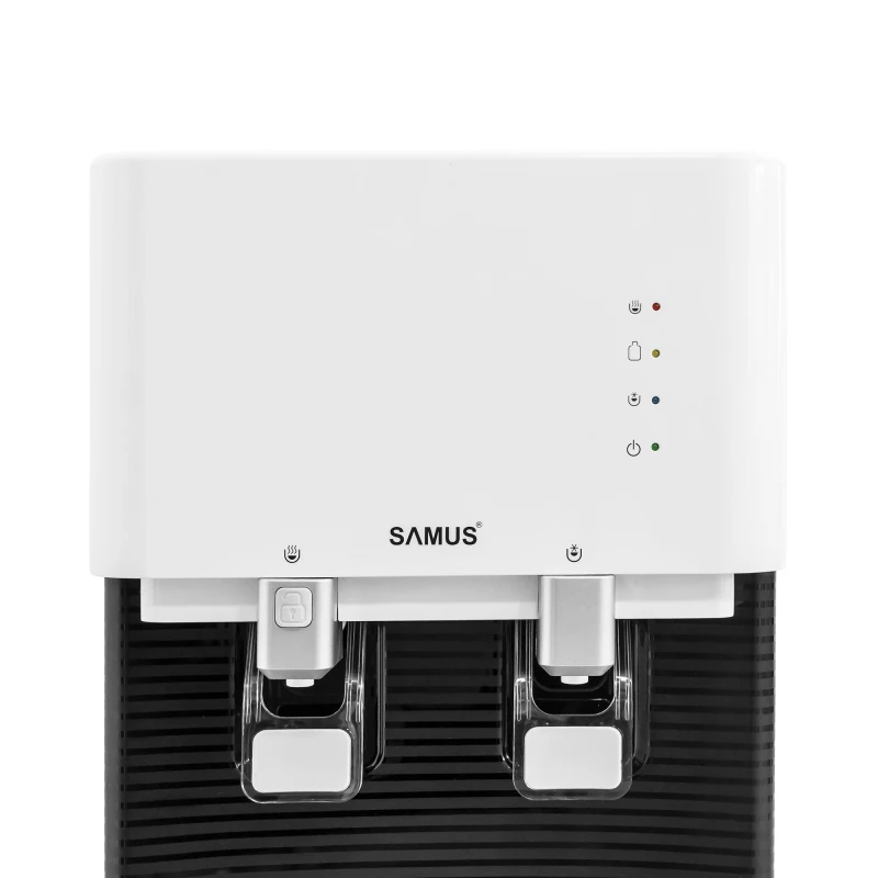 Dozator de apa de podea cu compresor Samus WDSF-253CW, Putere incalzire apa 500 W, Putere racire apa 85 W, Bidon 11/19 L, Incarcare frontala, Siguranta copii, Alb