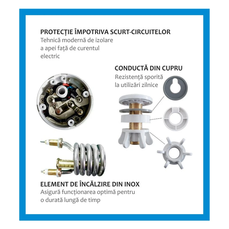 Robinet instant apa calda Albatros Aqualiente, Element de incalzire al apei din inox, 3000 W, Alb