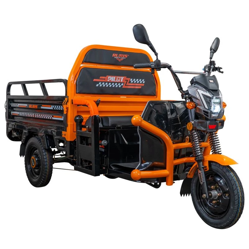 Triciclu Electric Cargo RURIS Pilot 3120N, 2000W, 72V 45Ah, Autonomie 70 km, Gri – Utilitar, Sarcina 542 kg, viteza maxima de 25 km/h, conform reglementarilor UE, fara permis, negru