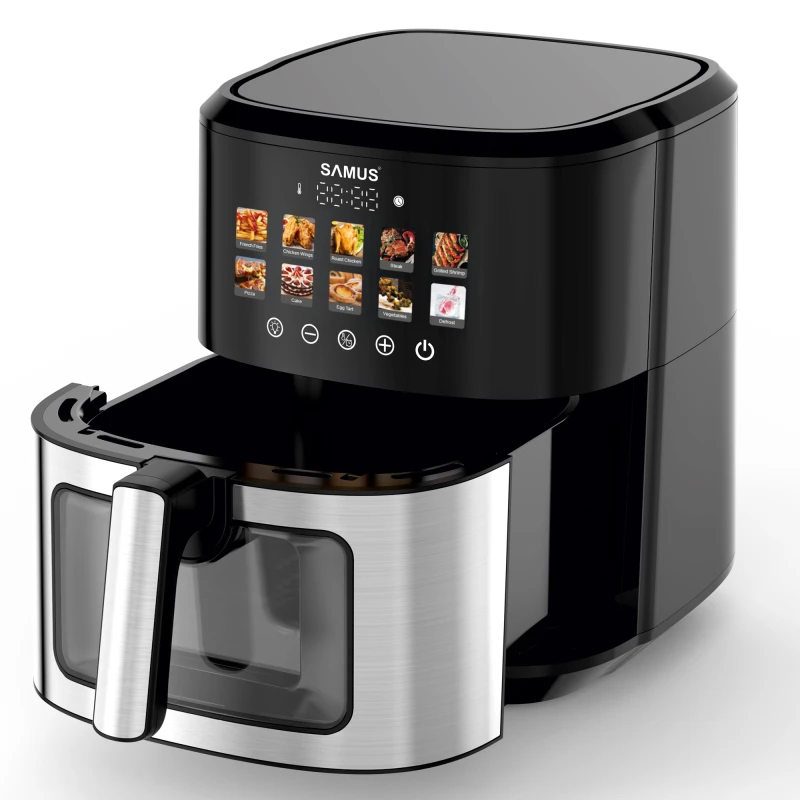 Friteuza cu aer cald Samus AF6.5H-S1701DW, 6.5 l, 1700 W, Timer 0-60 minute, 10 programe (Negru/Inox)