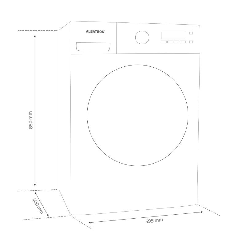 Masina de spalat rufe Albatros AWM1064, 6 kg, Slim, 15 programe, 1000 rotatii, Clasa energetica E, Termostat reglabil, Program ECO 40-60°C, Blocare acces copii